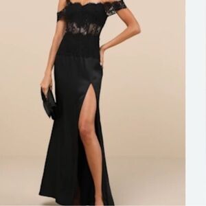 Lulu's Black Strapless Lace Dress